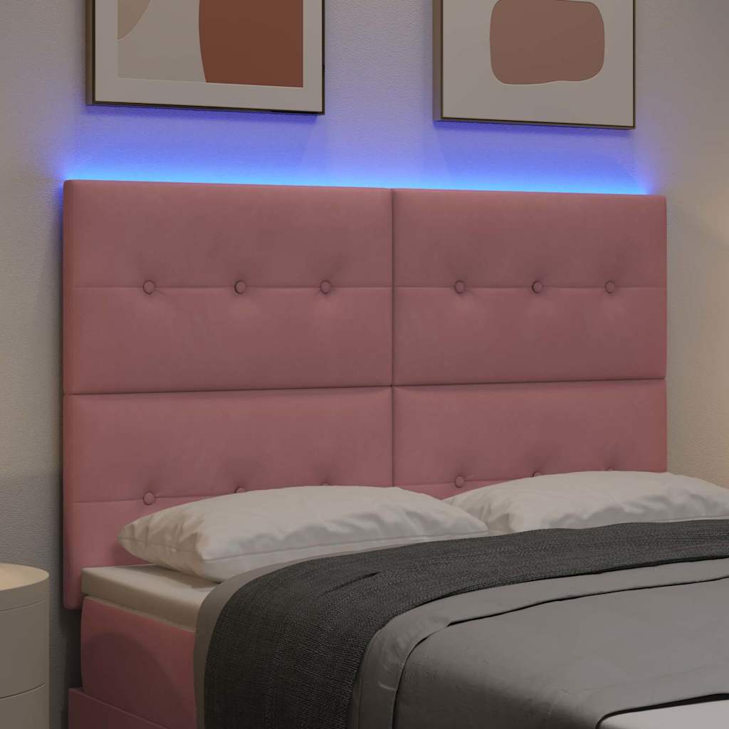 vidaXL Wezgłowie LED z paskami LED Różowy 144 cm Aksamit