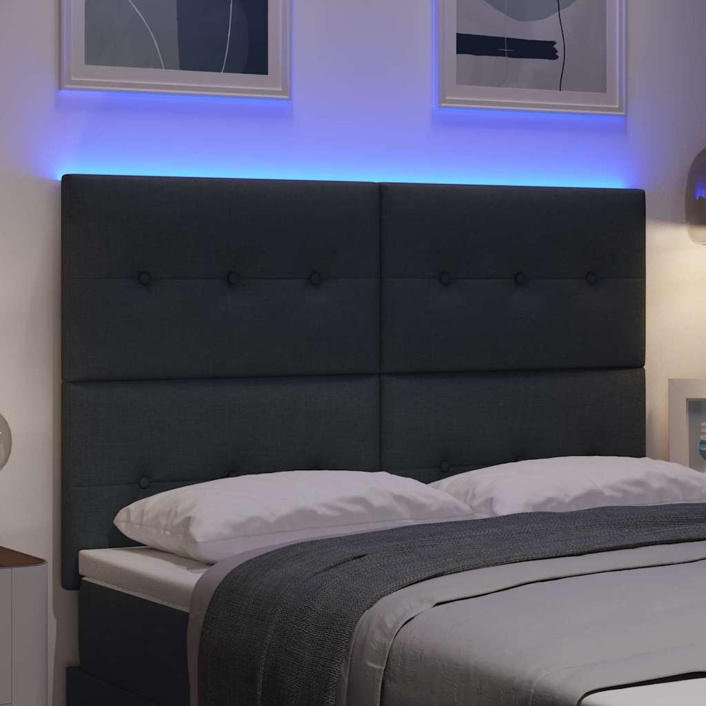 vidaXL Wezgłowie LED z paskami LED Ciemnoszary 160 cm tkanina