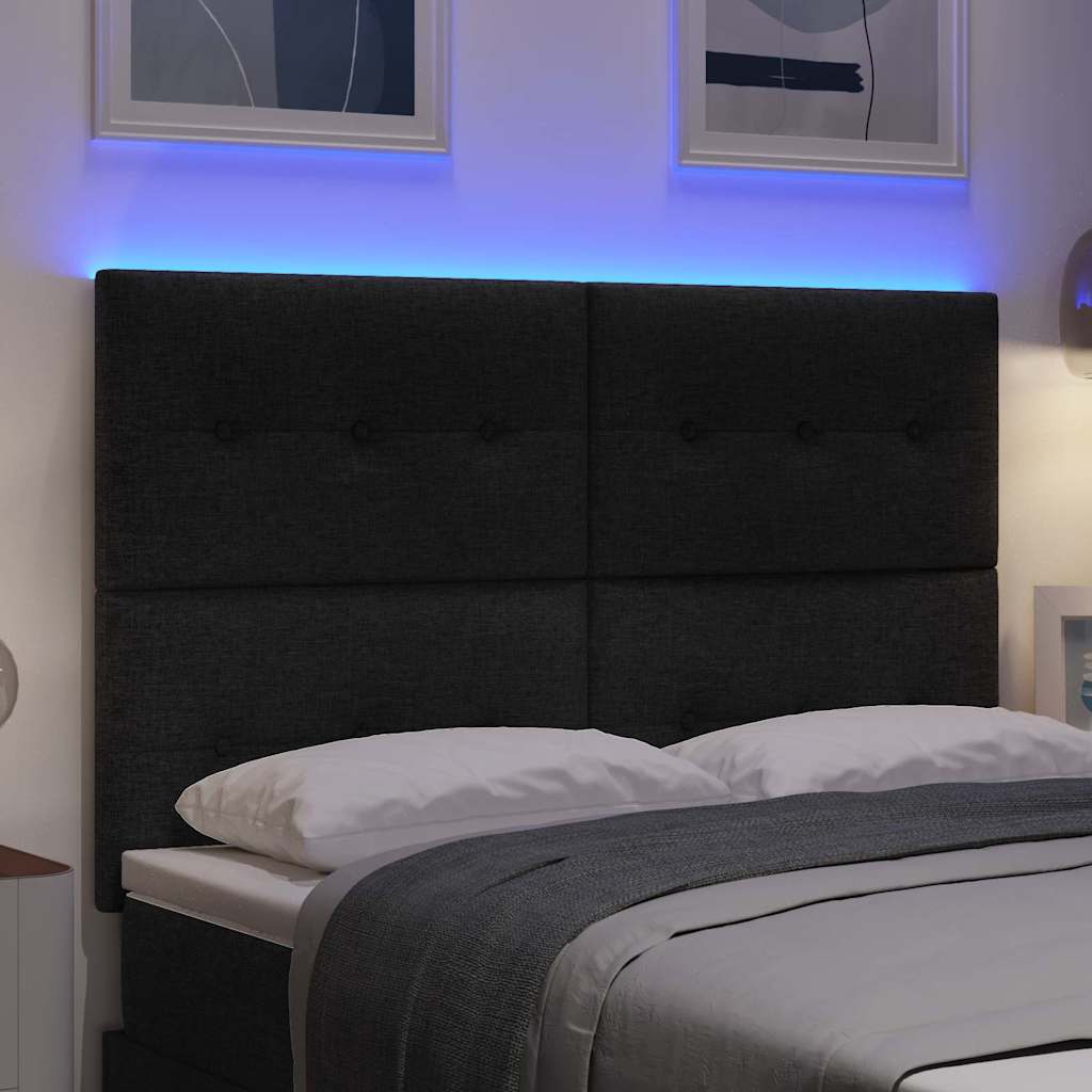 vidaXL Wezgłowie LED z paskami LED Z zagłówkiem Czarny 160 cm tkanina