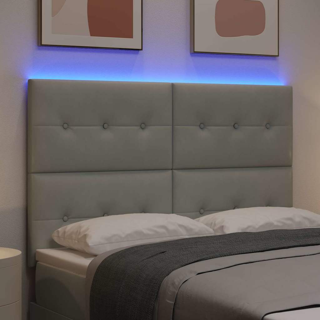 vidaXL Wezgłowie LED z paskami LED Jasnoszary 160 cm Aksamit