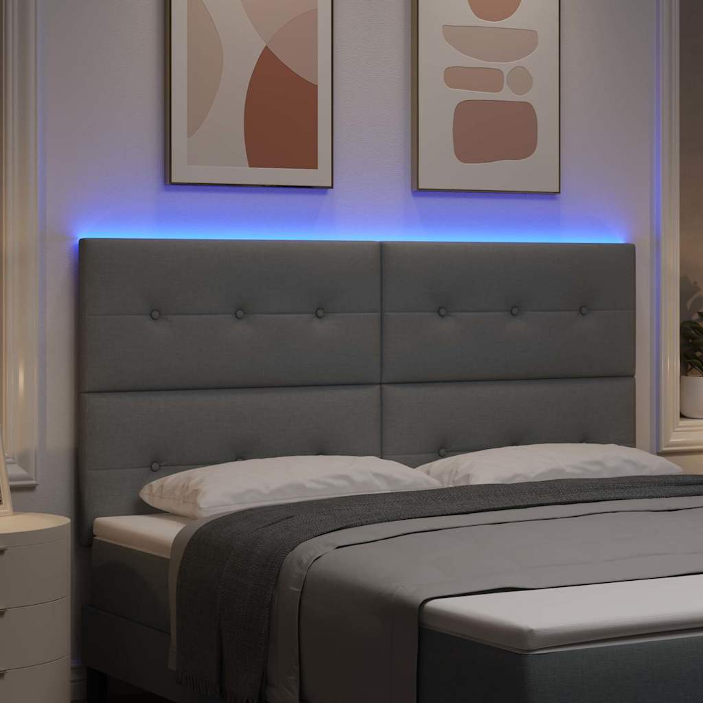 vidaXL Wezgłowie LED z paskami LED Jasnoszary 180 cm tkanina