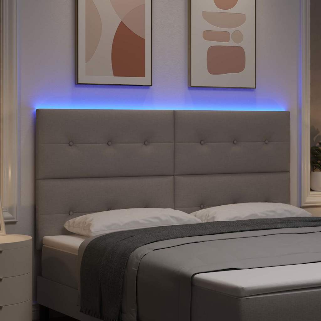 vidaXL Wezgłowie LED z paskami LED Ciemnoszary 180 cm tkanina
