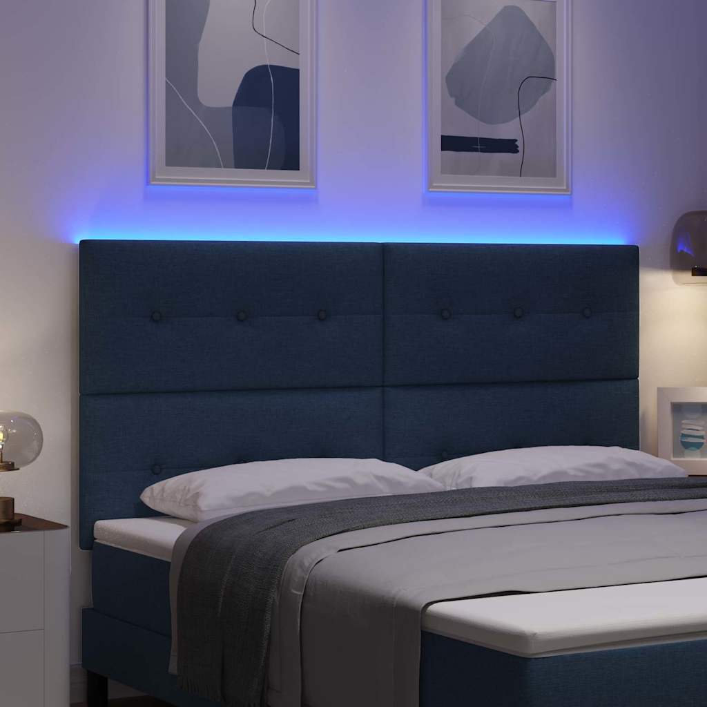 vidaXL Wezgłowie LED z paskami LED Niebieski 180 cm tkanina