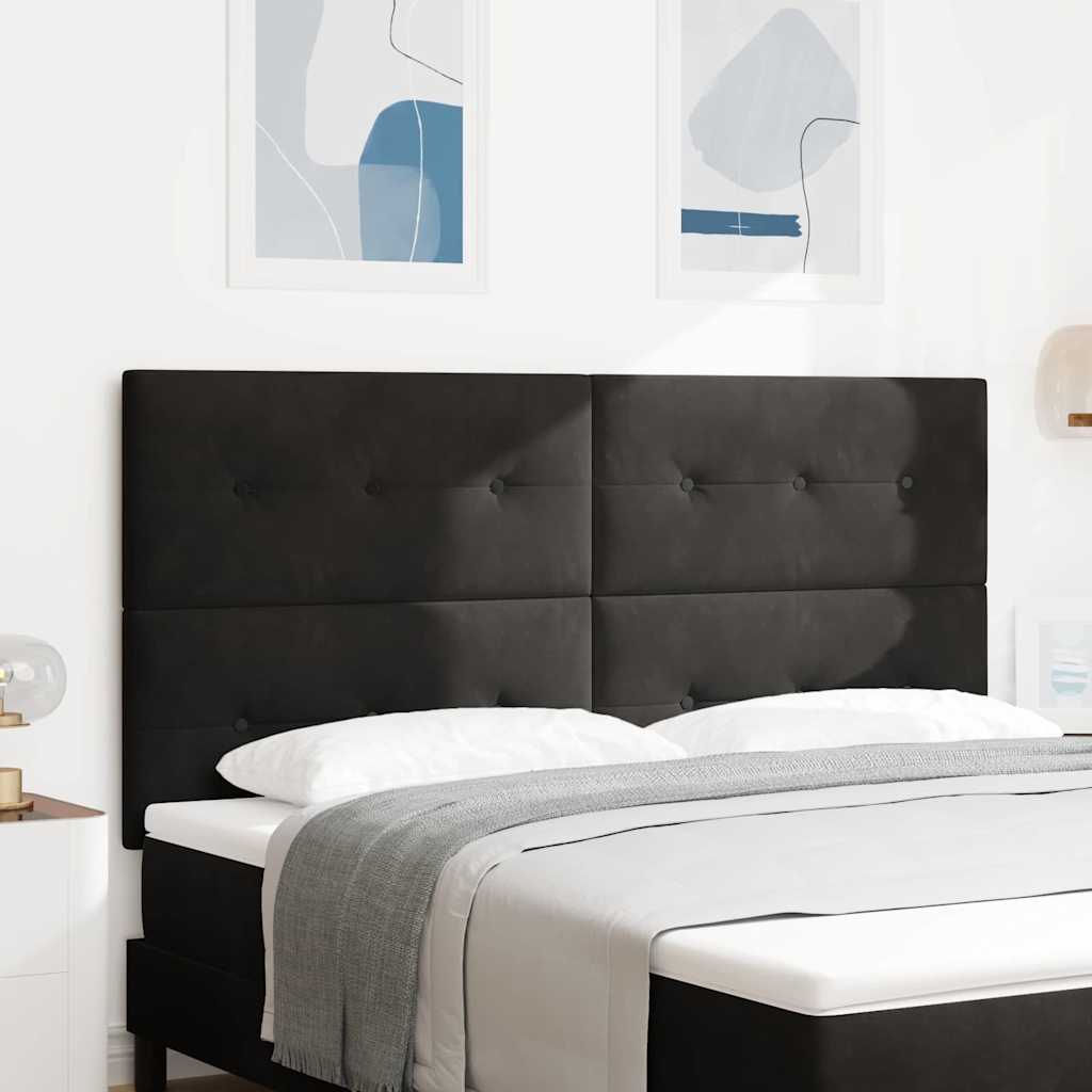 vidaXL Wezgłowie LED z paskami LED Czarny 180 cm Aksamit