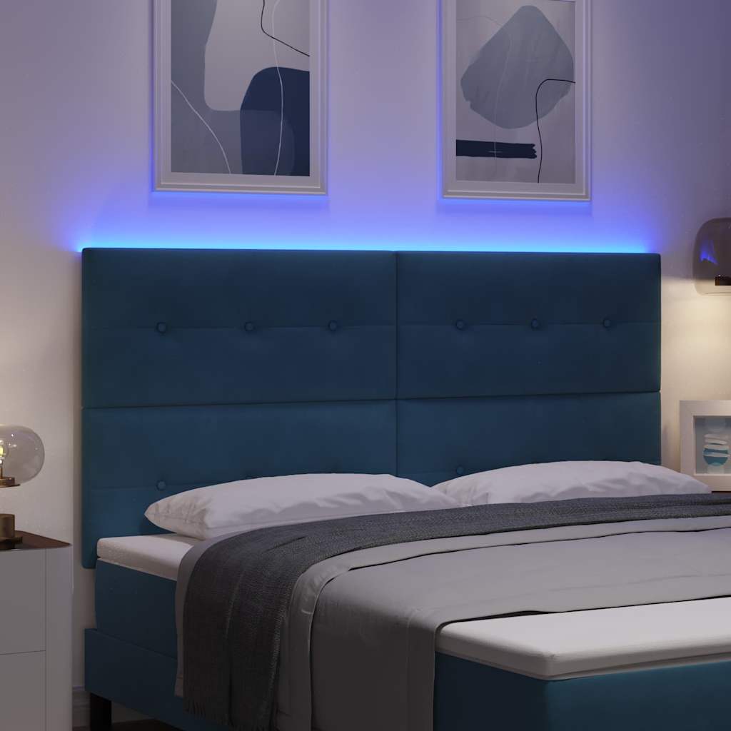 vidaXL Wezgłowie LED z paskami LED Niebieski 180 cm Aksamit