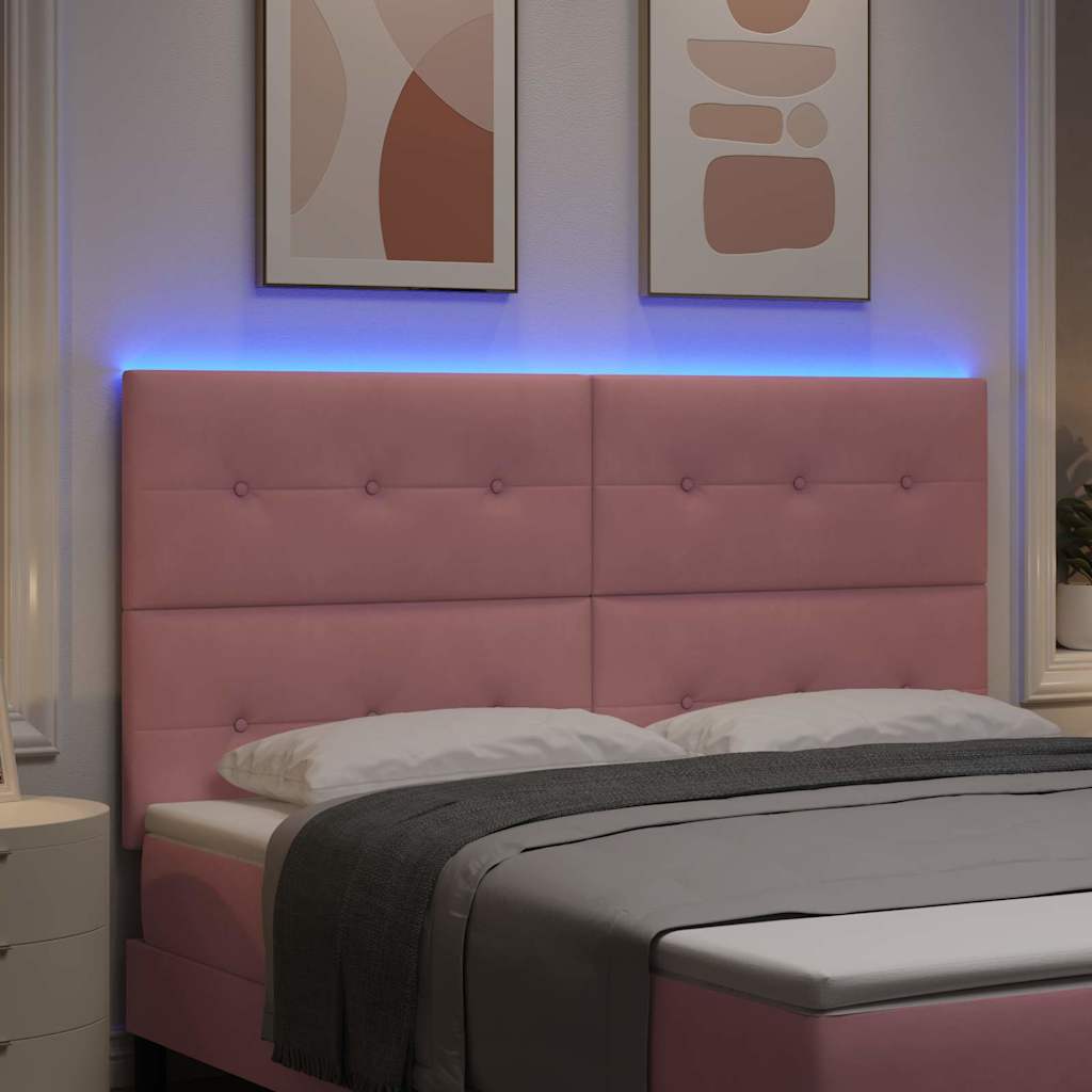 vidaXL Wezgłowie LED z paskami LED Różowy 180 cm Aksamit