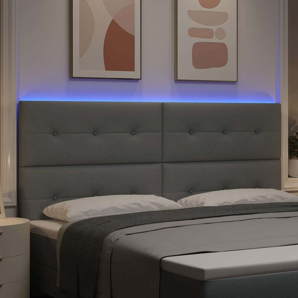 vidaXL Wezgłowie LED z paskami LED Jasnoszary 200 cm tkanina