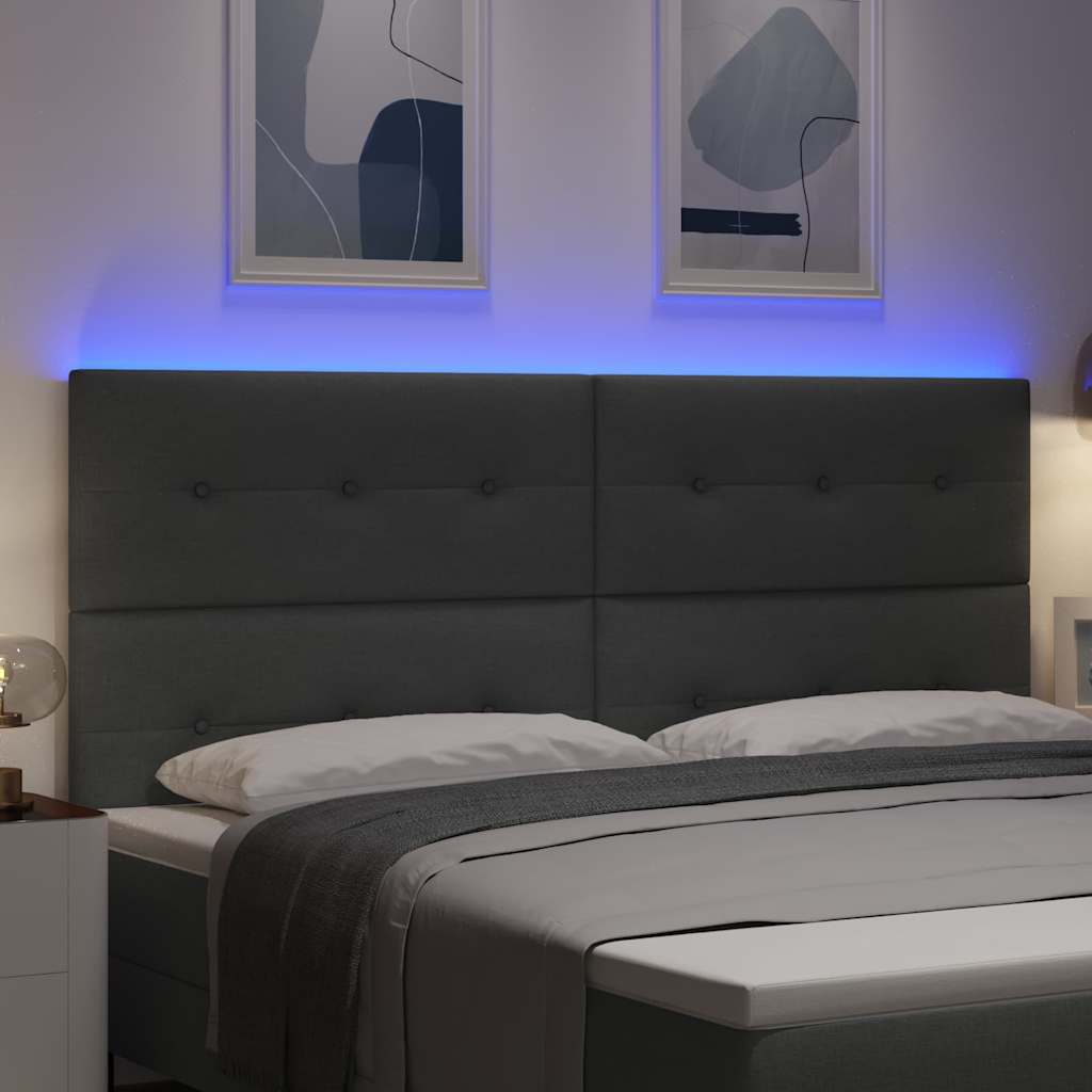 vidaXL Wezgłowie LED z paskami LED Ciemnoszary 200 cm tkanina