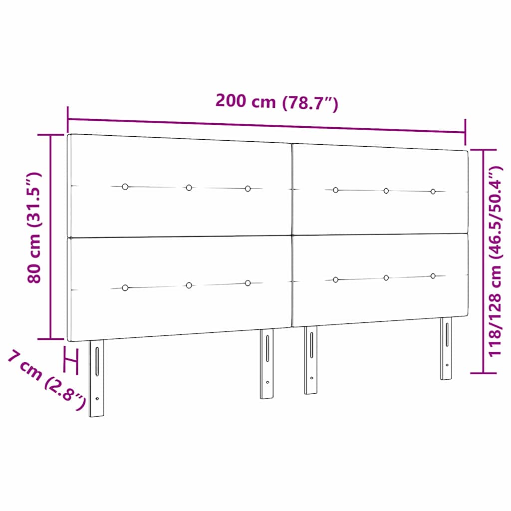 vidaXL Wezgłowie LED z paskami LED Ciemnoszary 200 cm tkanina