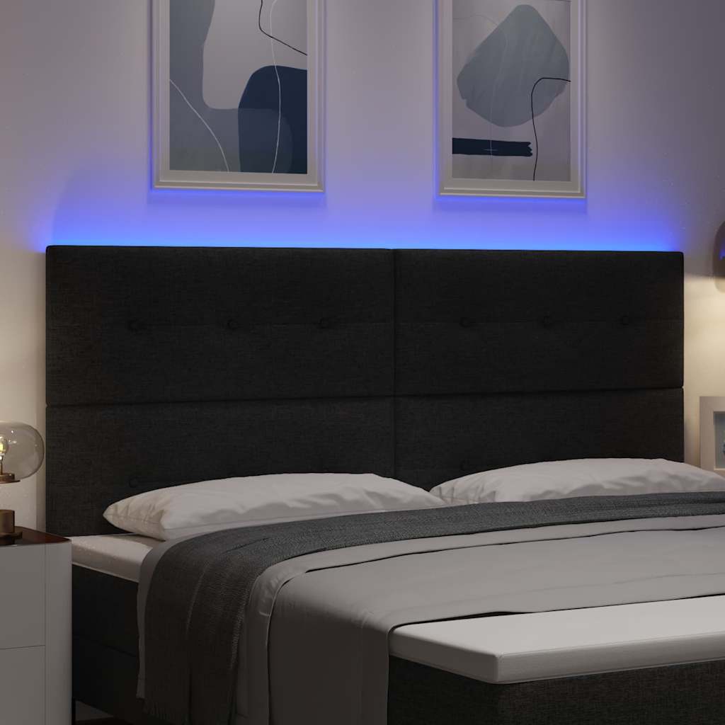 vidaXL Wezgłowie LED z paskami LED Z zagłówkiem Czarny 200 cm tkanina