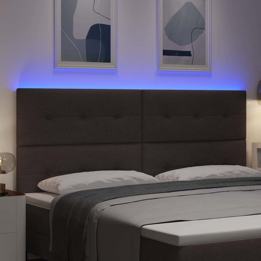 vidaXL Wezgłowie LED z paskami LED Ciemny brąz 200 cm tkanina