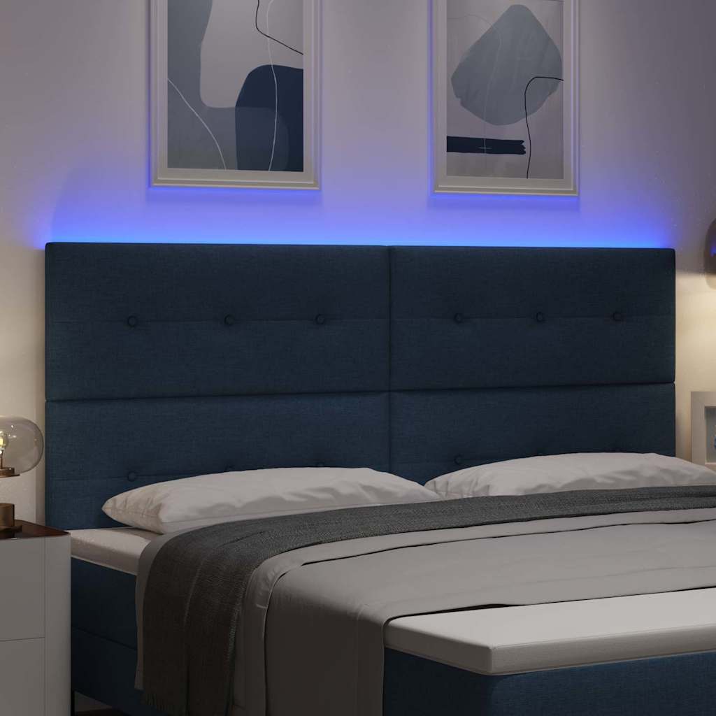 vidaXL Wezgłowie LED z paskami LED Niebieski 200 cm tkanina