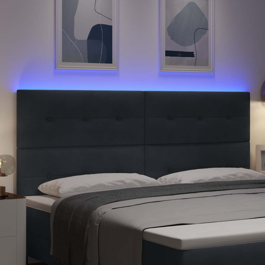 vidaXL Wezgłowie LED z paskami LED Szary 200 cm Aksamit