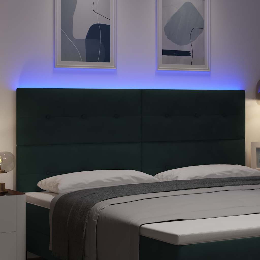 vidaXL Wezgłowie LED z paskami LED Zielony 200 cm Aksamit