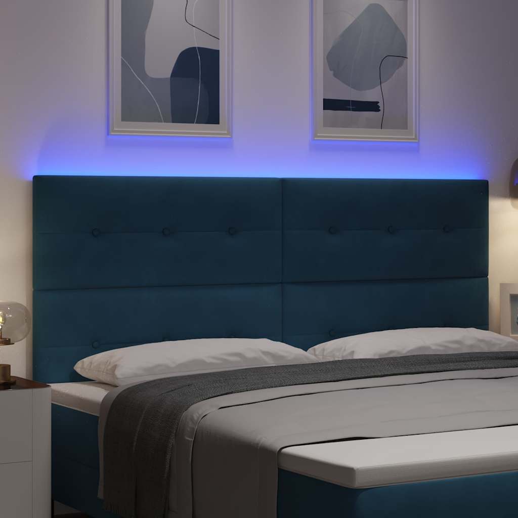 vidaXL Wezgłowie LED z paskami LED Niebieski 200 cm Aksamit