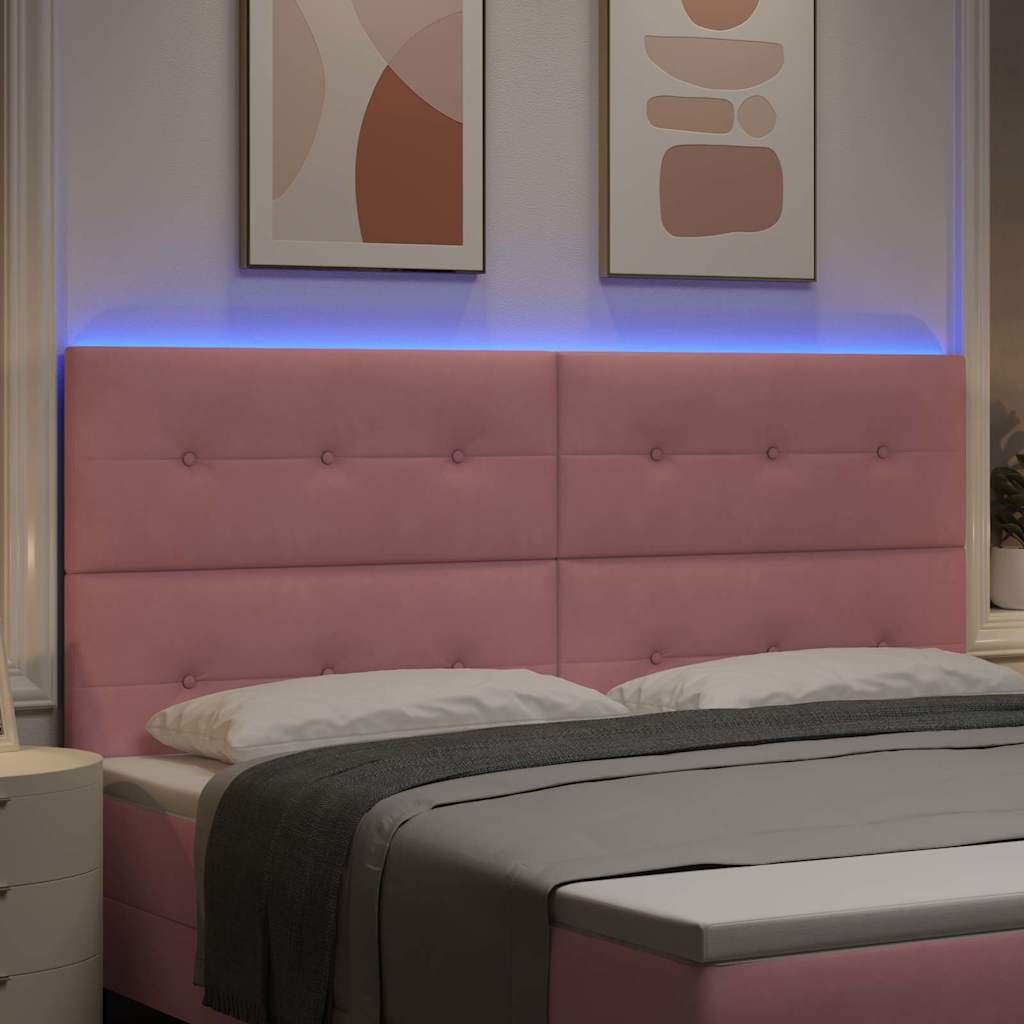 vidaXL Wezgłowie LED z paskami LED Różowy 200 cm Aksamit