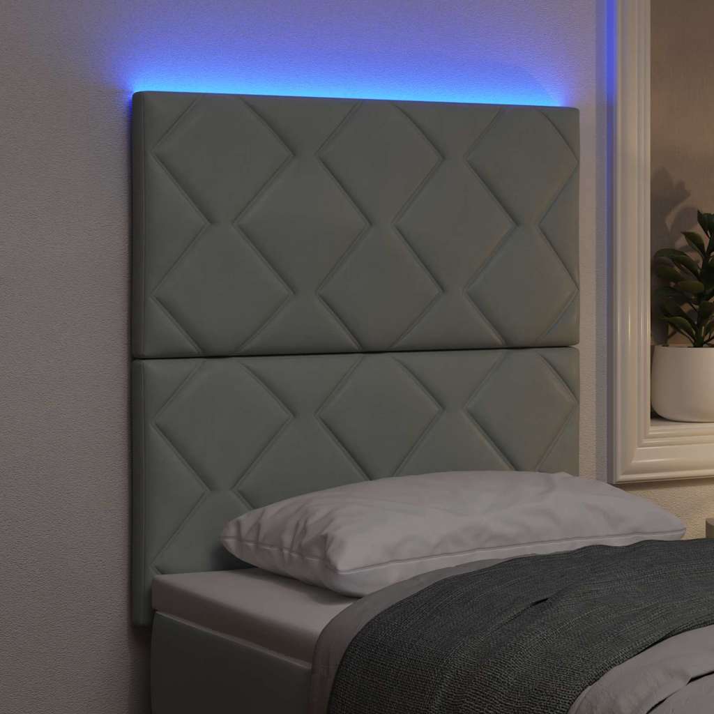 vidaXL Wezgłowie LED Jasnoszary 80 cm Aksamit