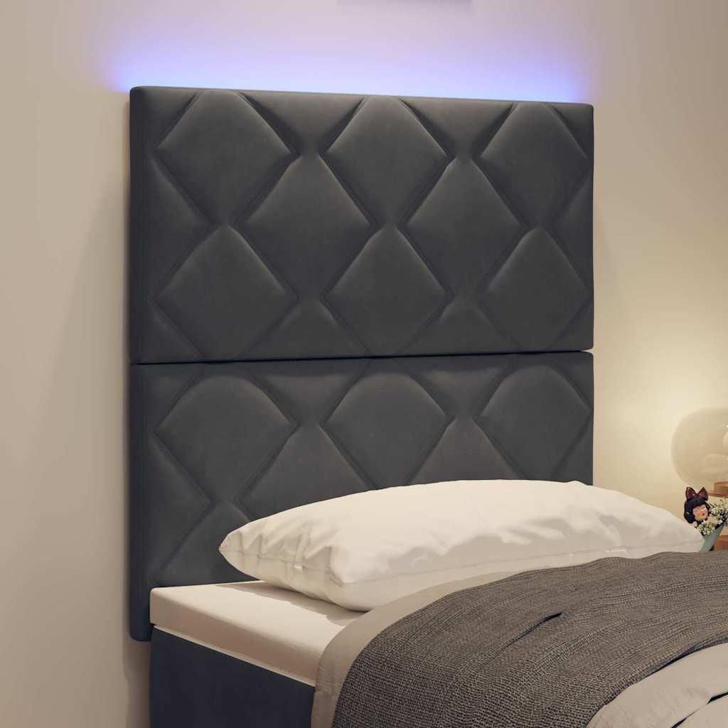 vidaXL Wezgłowie LED Ciemnoszary 80 cm Aksamit