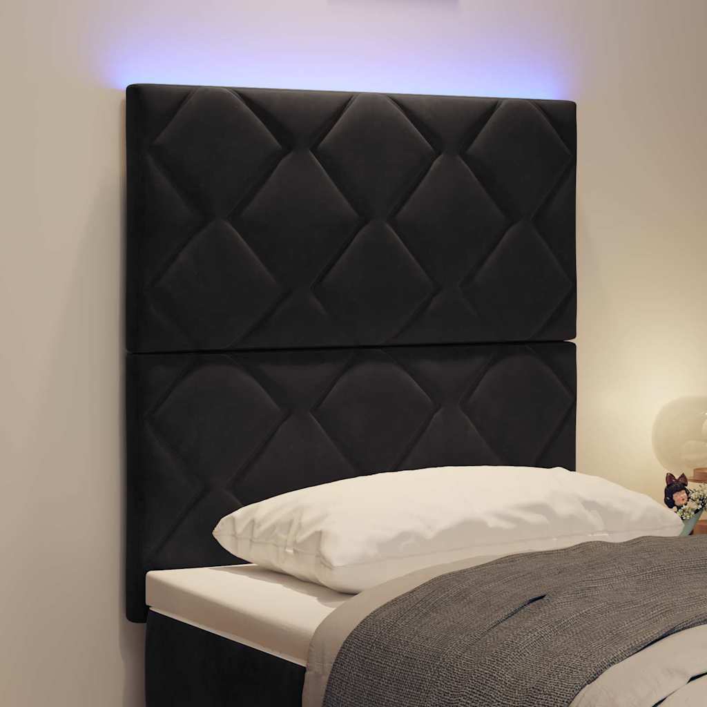 vidaXL Wezgłowie LED Czarny 80 cm Aksamit