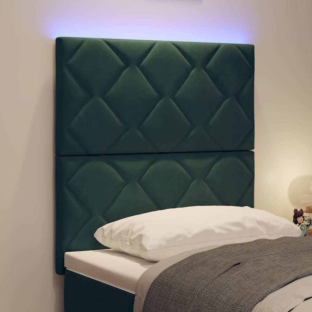 vidaXL Wezgłowie LED Ciemna zieleń 80 cm Aksamit