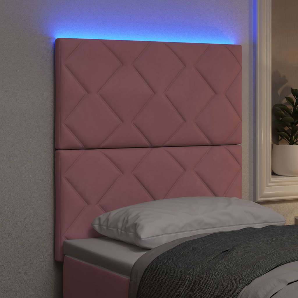 vidaXL Wezgłowie LED Różowy 80 cm Aksamit