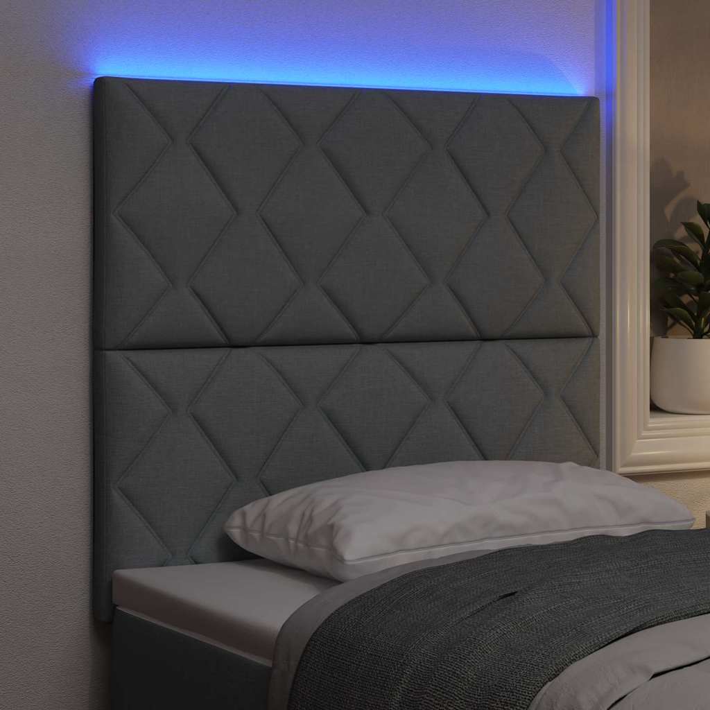 vidaXL Wezgłowie LED Jasnoszary 90 cm tkanina