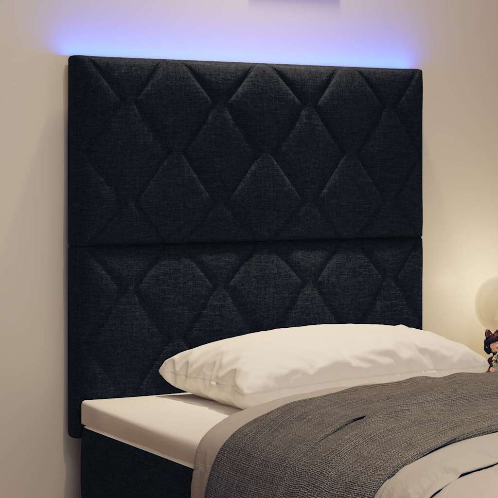 vidaXL Wezgłowie LED Czarny 90 cm tkanina