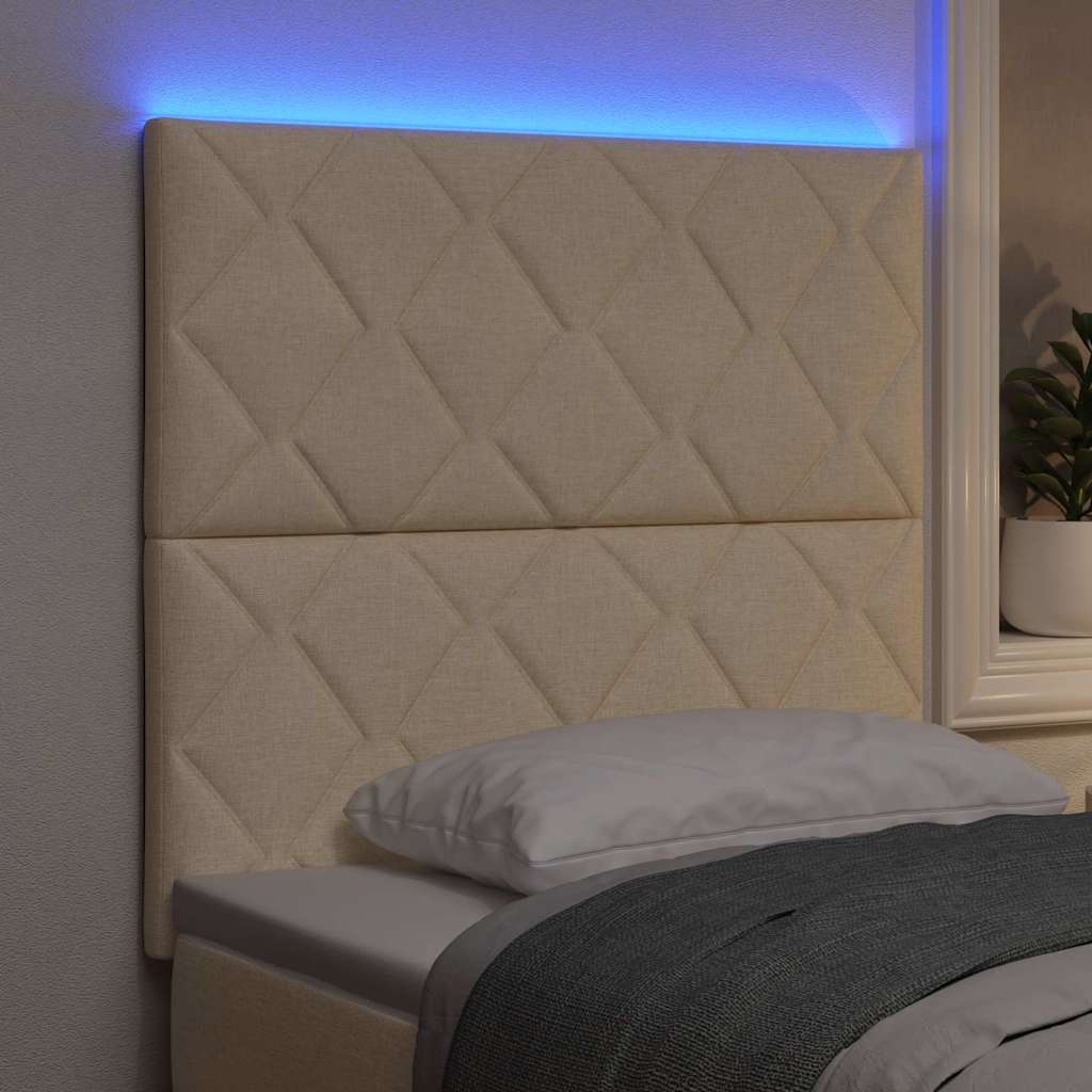 vidaXL Wezgłowie LED Kremowy 90 cm tkanina