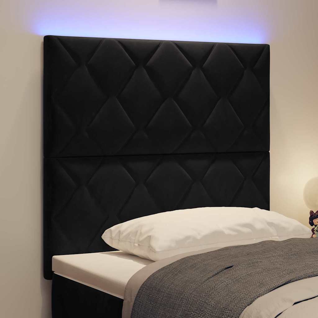 vidaXL Wezgłowie LED Czarny 90 cm Aksamit