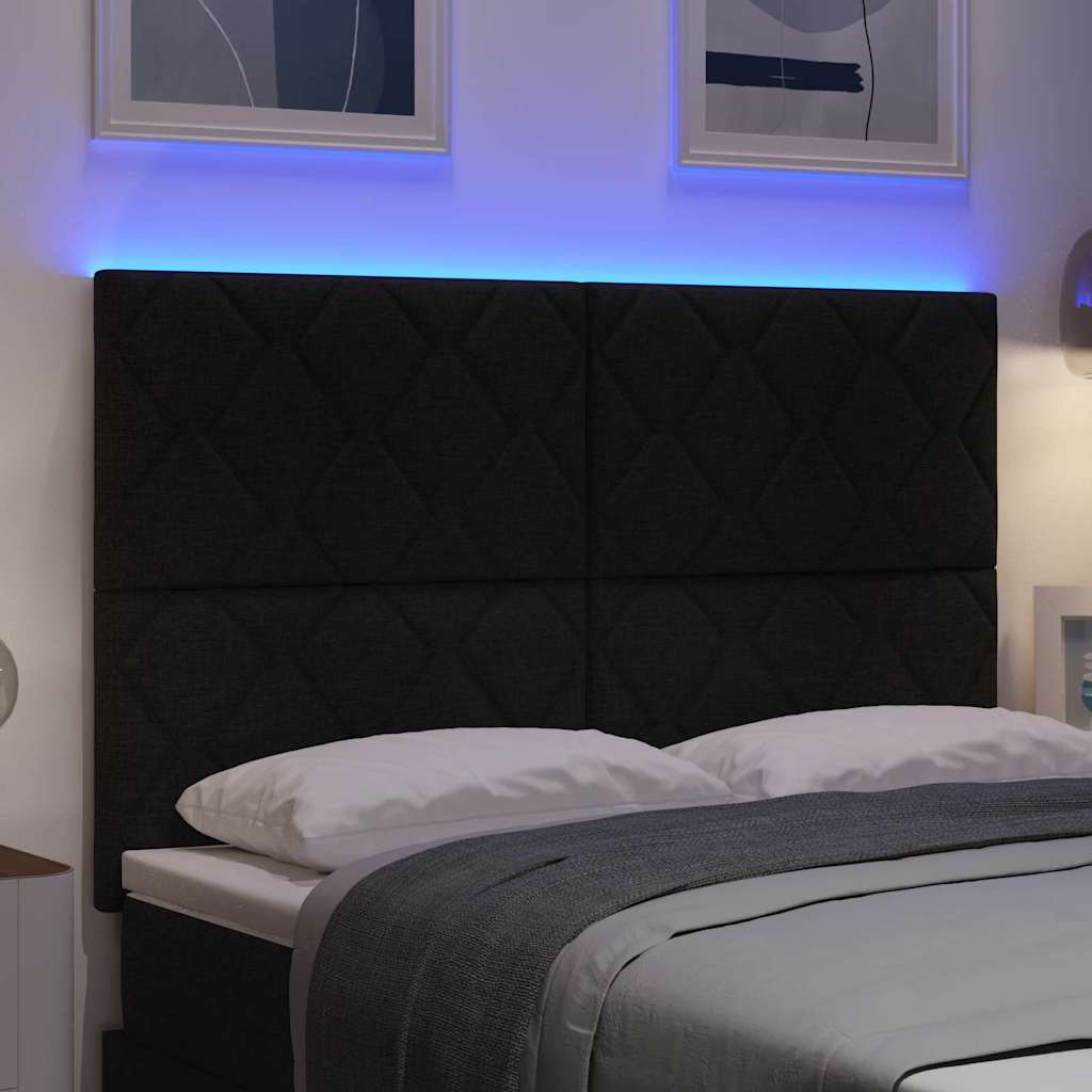 vidaXL Wezgłowie LED Czarny 144 cm tkanina