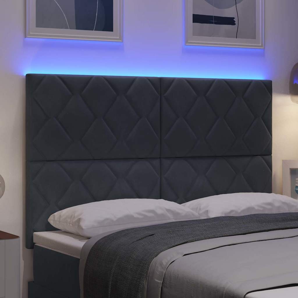 vidaXL Wezgłowie LED Ciemnoszary 144 cm Aksamit