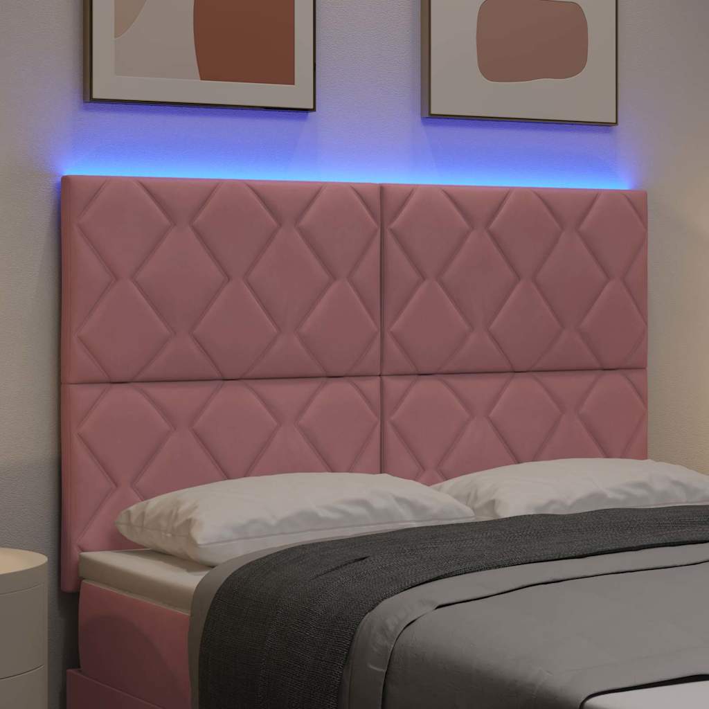 vidaXL Wezgłowie LED Różowy 144 cm Aksamit