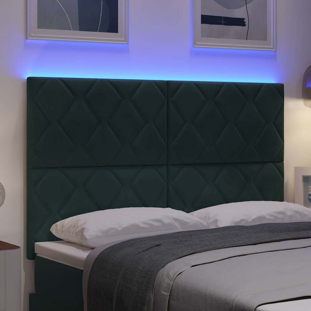 vidaXL Wezgłowie LED Ciemna zieleń 160 cm Aksamit