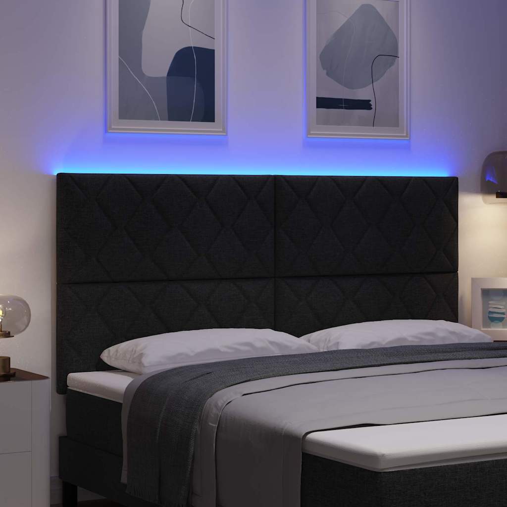 vidaXL Wezgłowie LED Czarny 180 cm tkanina