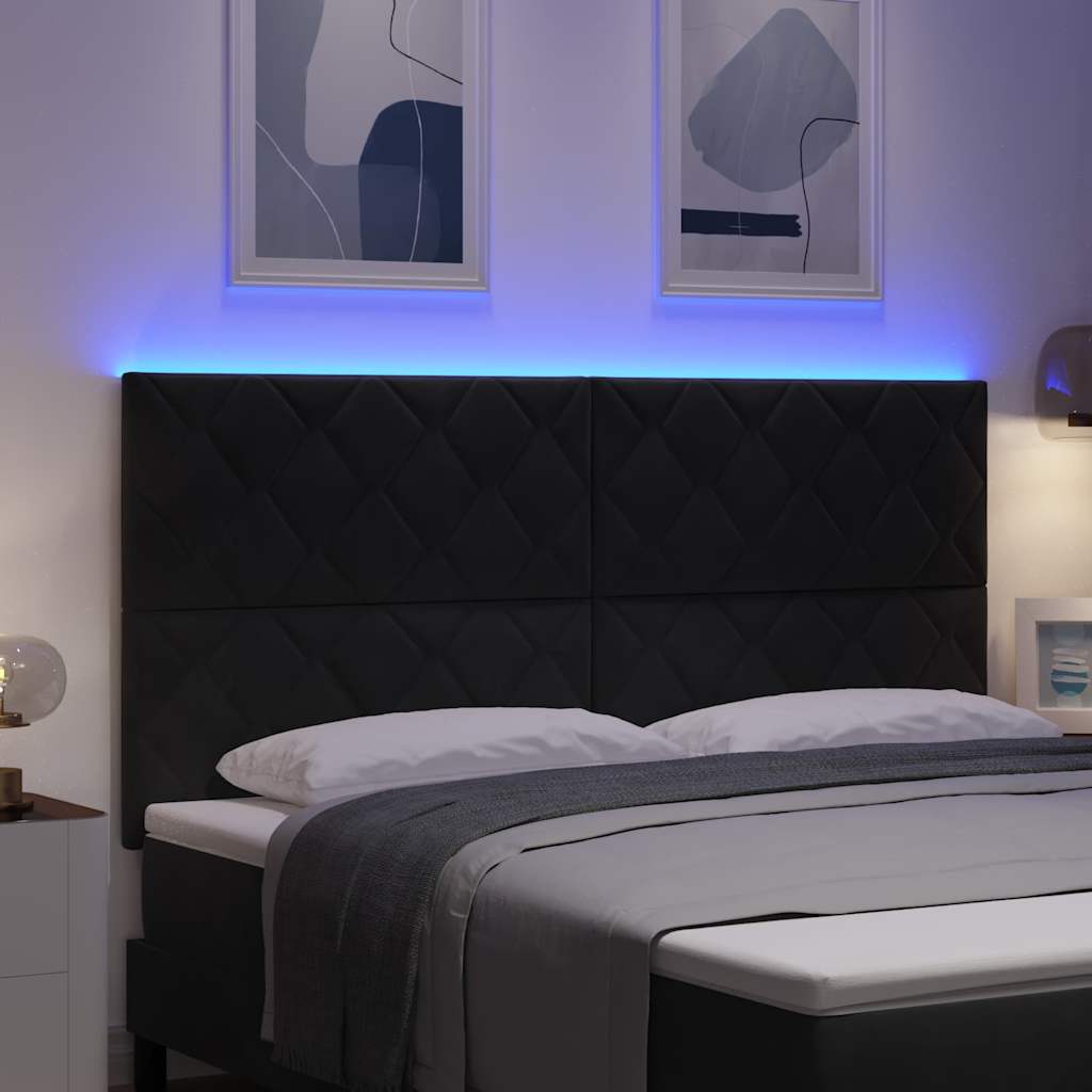 vidaXL Wezgłowie LED Czarny 180 cm Aksamit