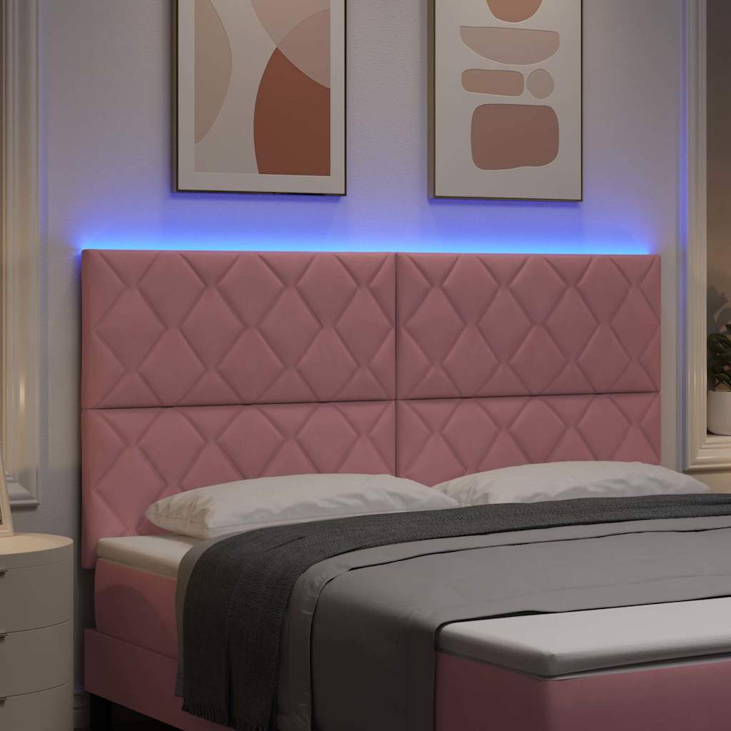 vidaXL Wezgłowie LED Różowy 180 cm Aksamit