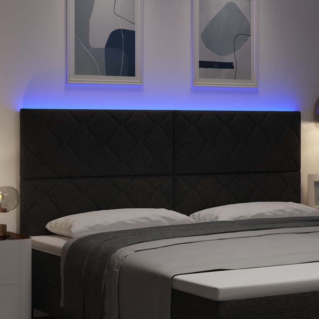 vidaXL Wezgłowie LED Czarny 200 cm tkanina