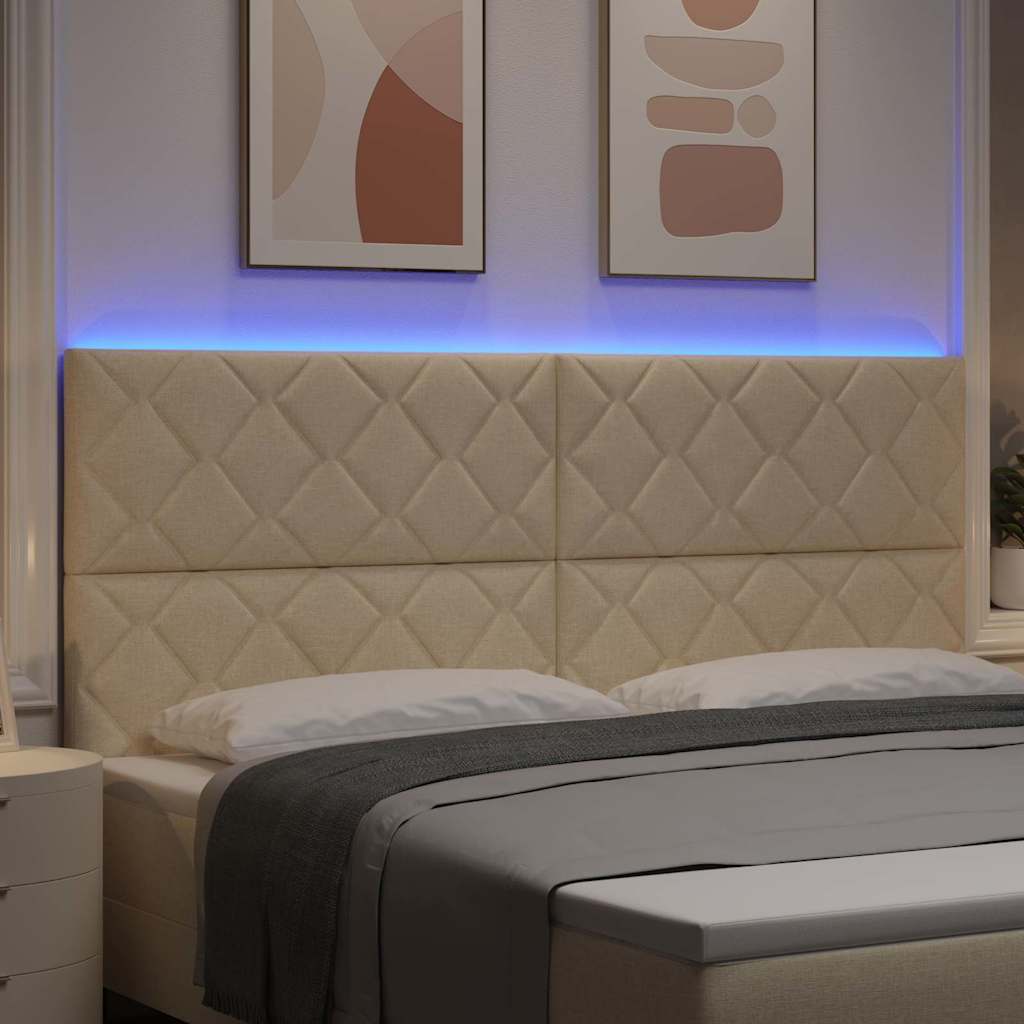 vidaXL Wezgłowie LED Kremowy 200 cm tkanina