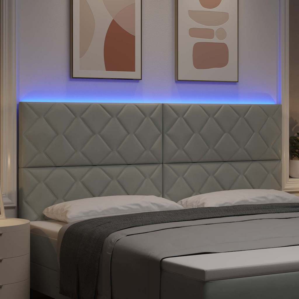 vidaXL Wezgłowie LED Jasnoszary 200 cm Aksamit