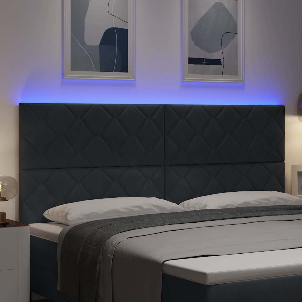 vidaXL Wezgłowie LED Ciemnoszary 200 cm Aksamit