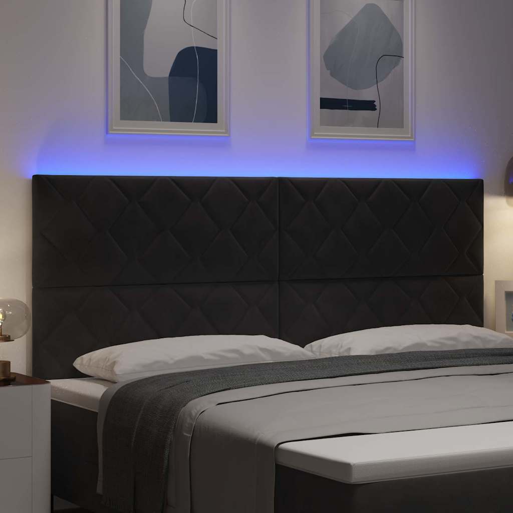 vidaXL Wezgłowie LED Czarny 200 cm Aksamit