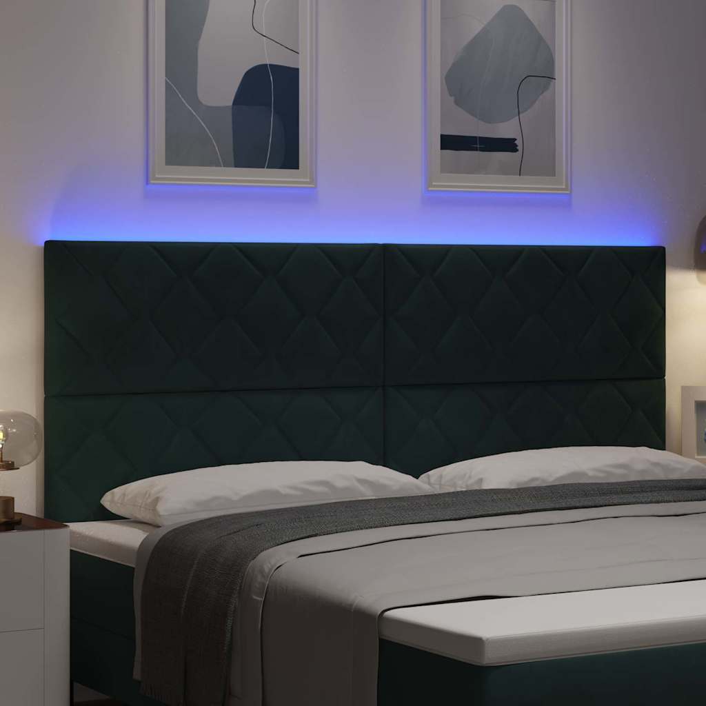 vidaXL Wezgłowie LED Ciemna zieleń 200 cm Aksamit