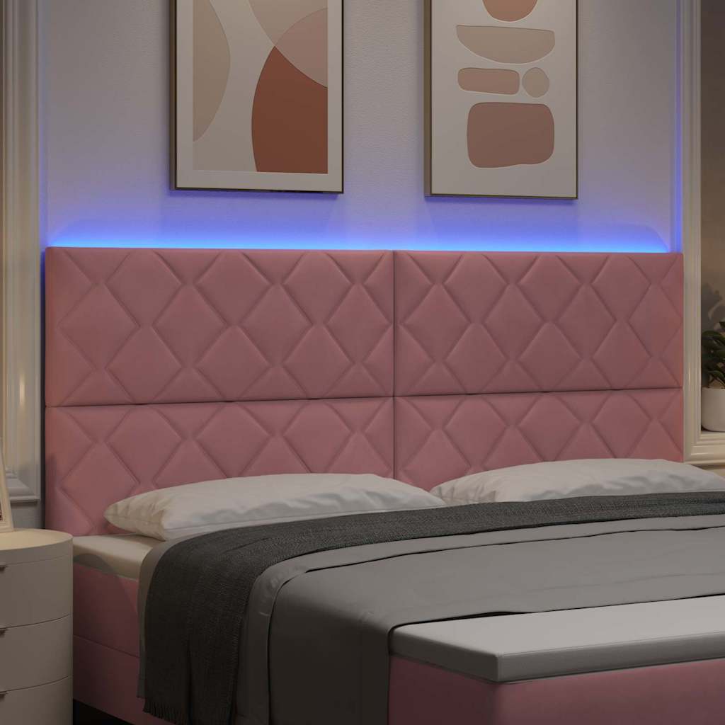 vidaXL Wezgłowie LED Różowy 200 cm Aksamit