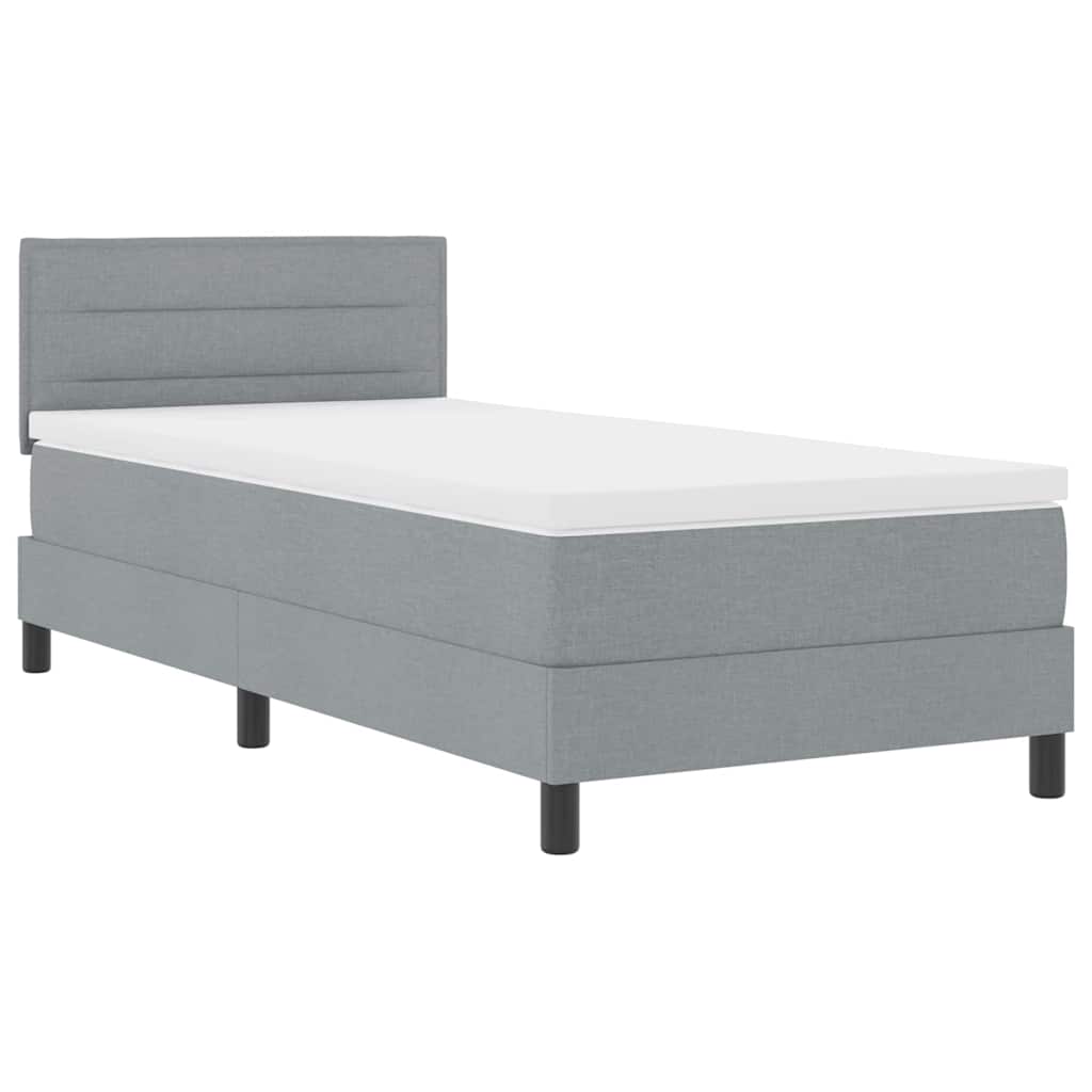 vidaXL Łóżko sprężynowe Z zagłówkiem Jasnoszary 80 x 200 cm tkanina