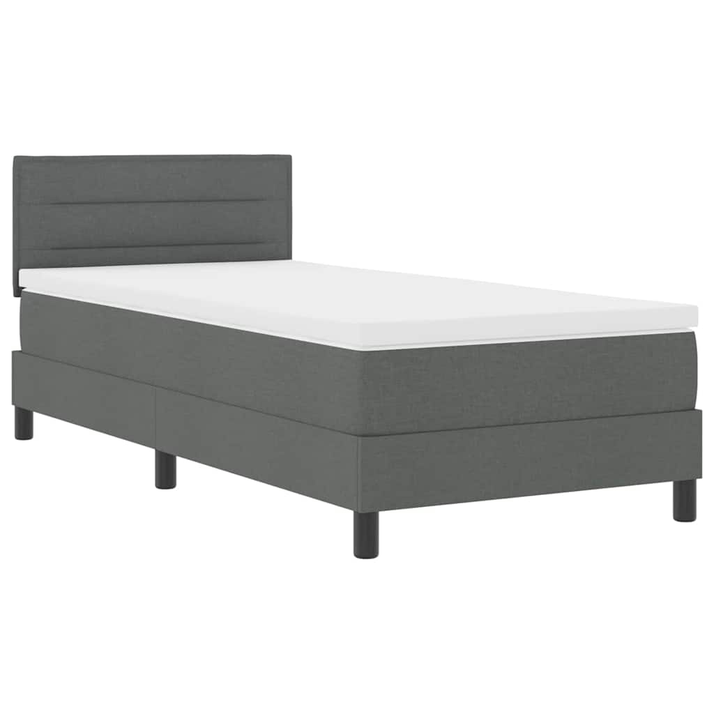 vidaXL Łóżko sprężynowe Z zagłówkiem Ciemnoszary 90 x 200 cm tkanina