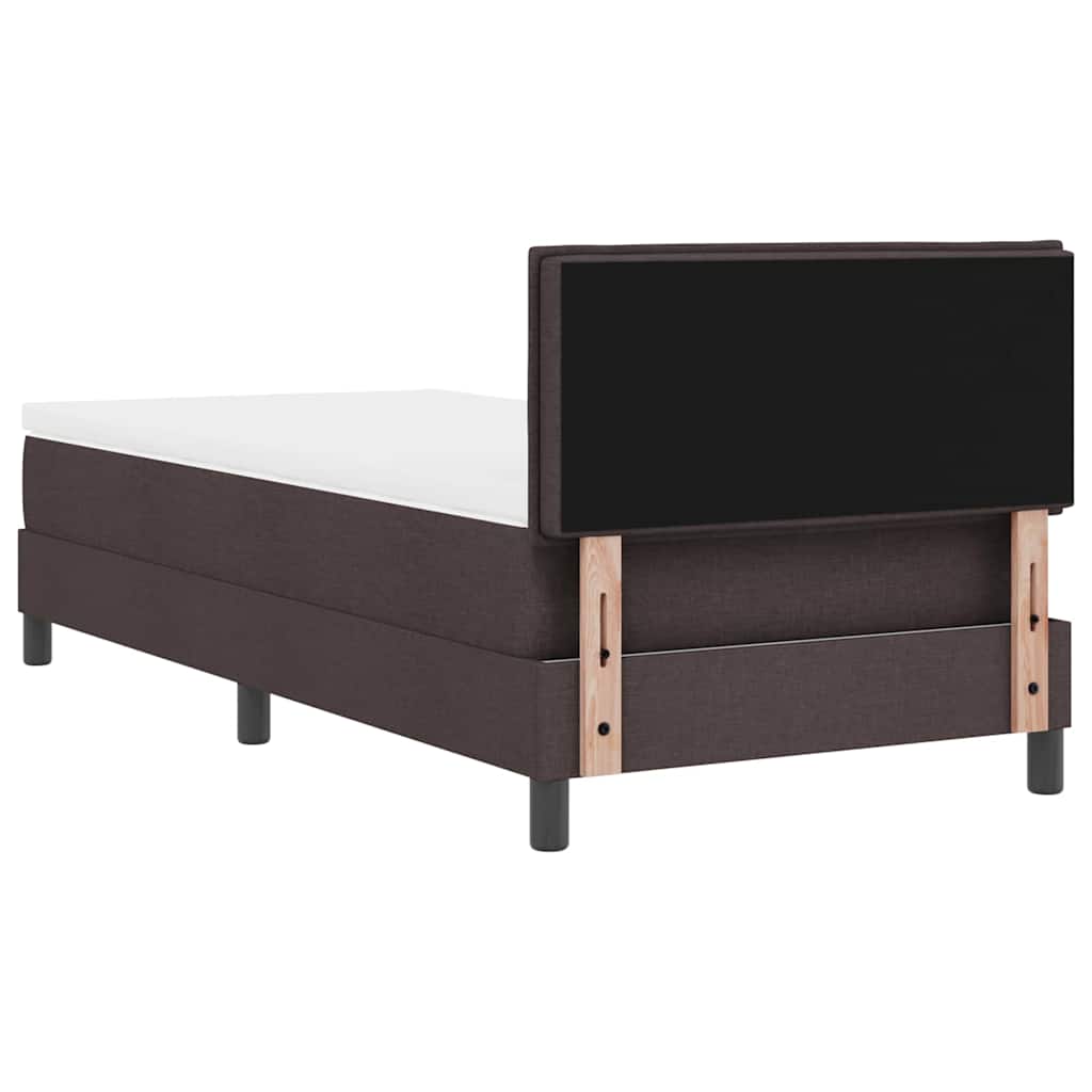 vidaXL Łóżko sprężynowe Z zagłówkiem Ciemny brąz 90 x 200 cm tkanina