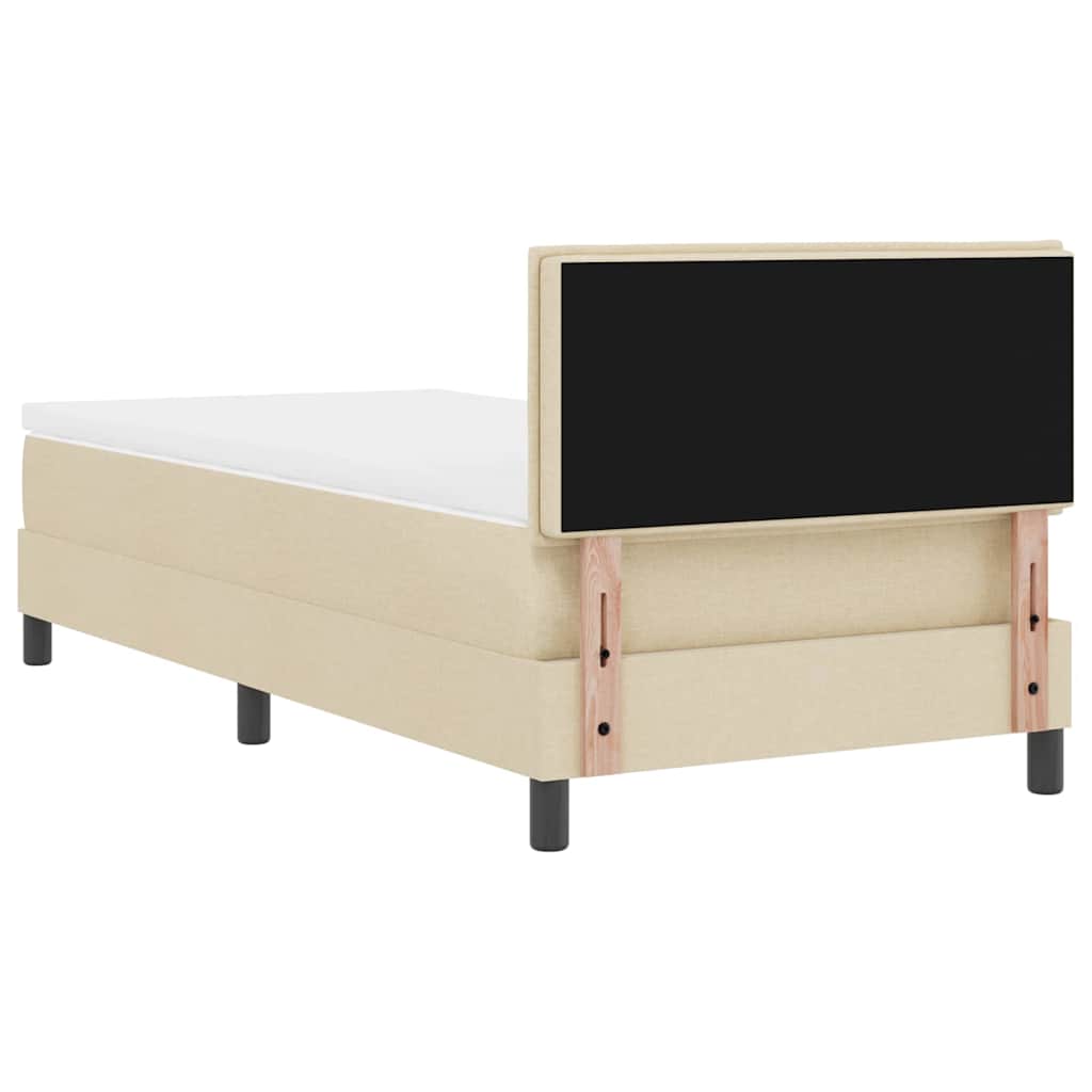vidaXL Łóżko sprężynowe Z zagłówkiem Kremowy 90 x 200 cm tkanina