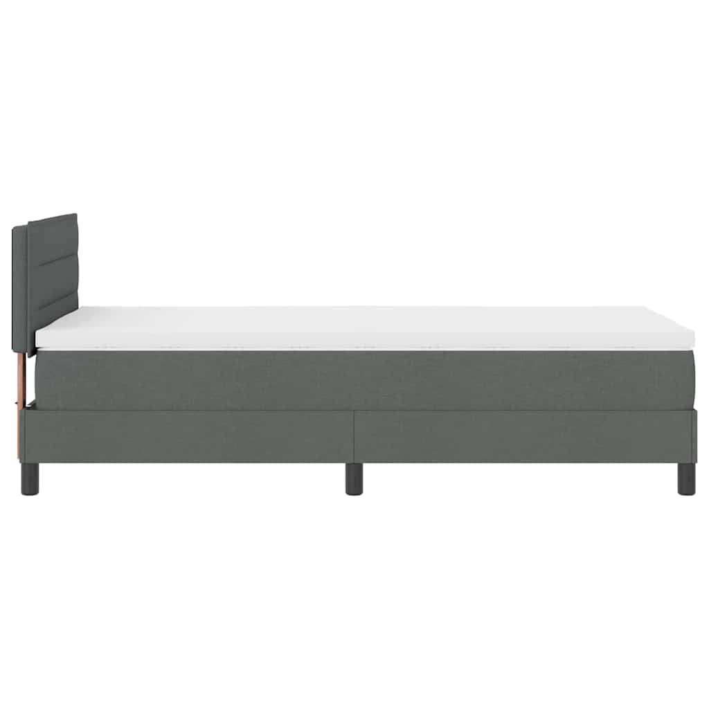 vidaXL Łóżko sprężynowe Z zagłówkiem Ciemnoszary 100 x 200 cm tkanina