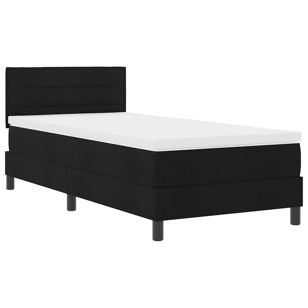 vidaXL Łóżko sprężynowe Z zagłówkiem Czarny 100 x 200 cm tkanina