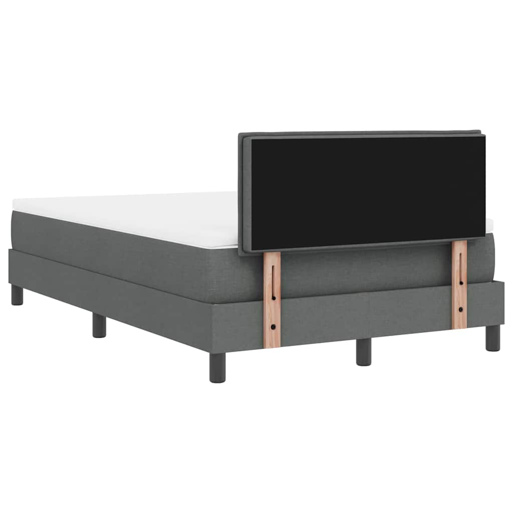 vidaXL Łóżko sprężynowe Z zagłówkiem Ciemnoszary 120 x 200 cm tkanina